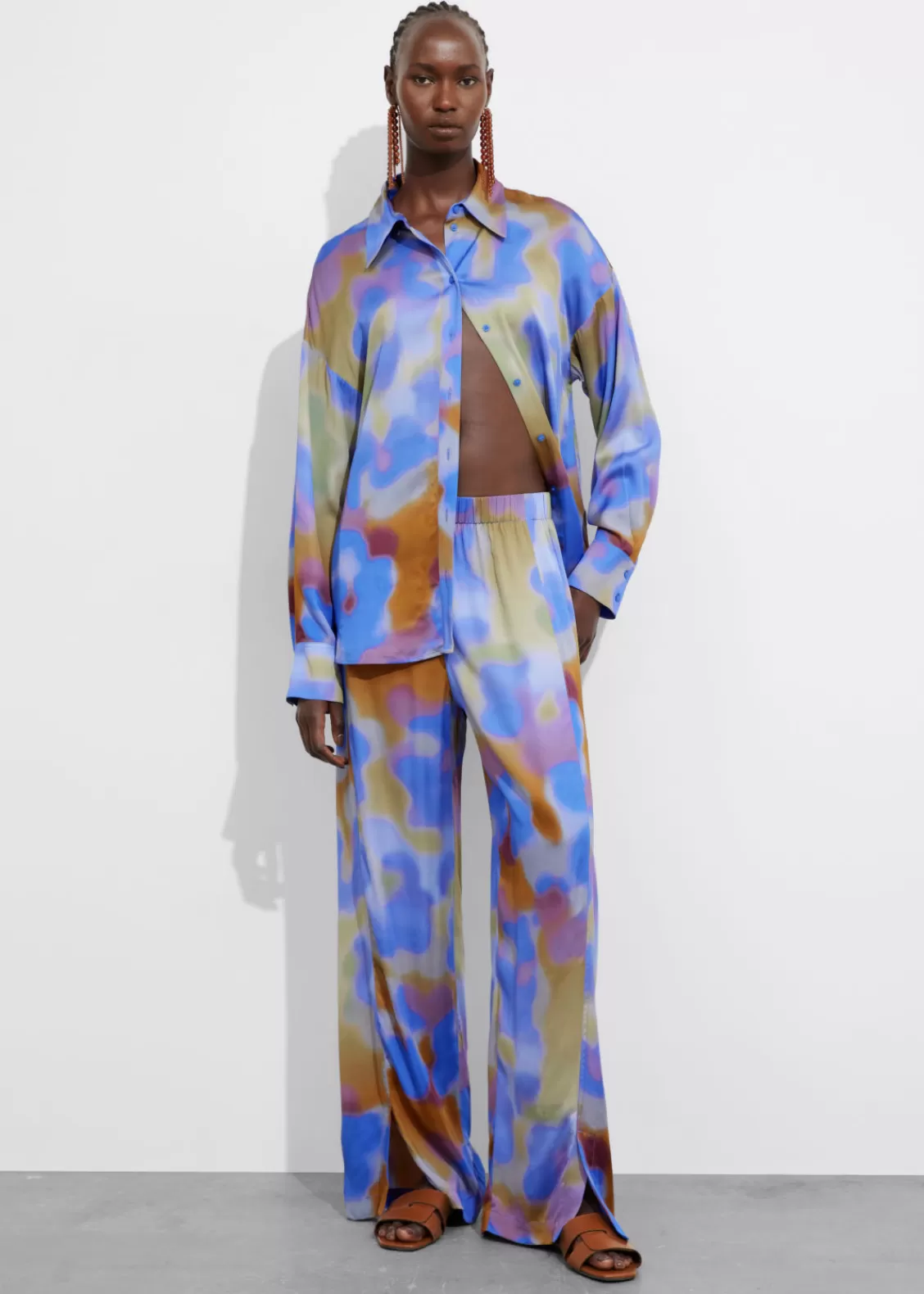 & Other Stories Swimwear | Sets & Suits | Printed Satin Trousers Blue Print