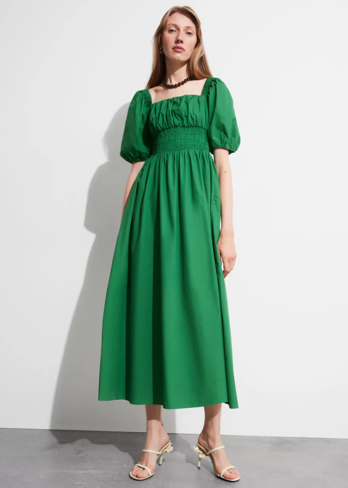 & Other Stories Dresses | Puff-Sleeve Midi Dress