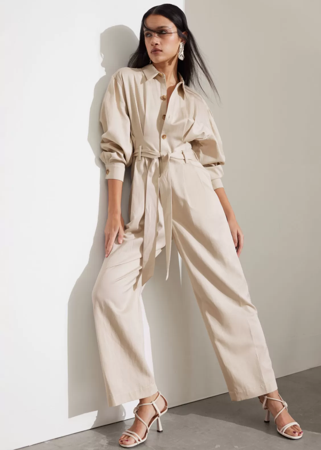 & Other Stories Jumpsuits | Pants | Relaxed Belted Jumpsuit Beige