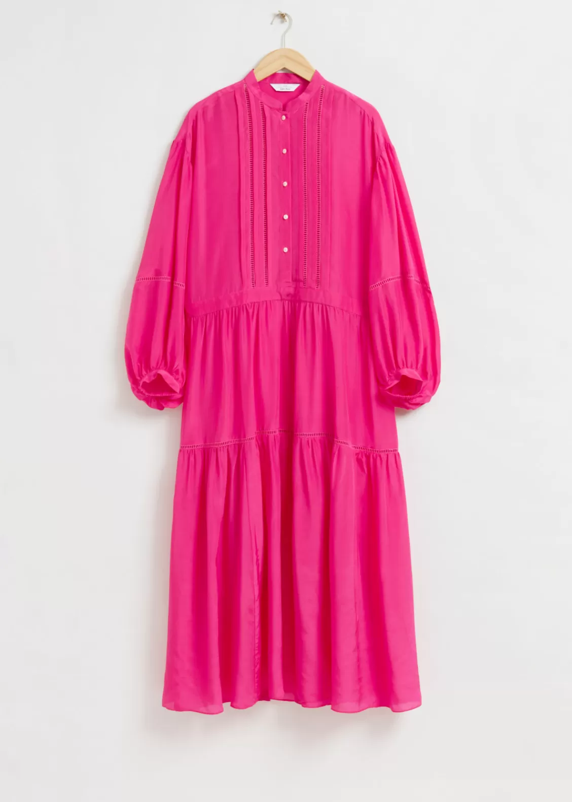 & Other Stories Dresses | Relaxed Lace Trimmed Tunic Dress Bright Pink