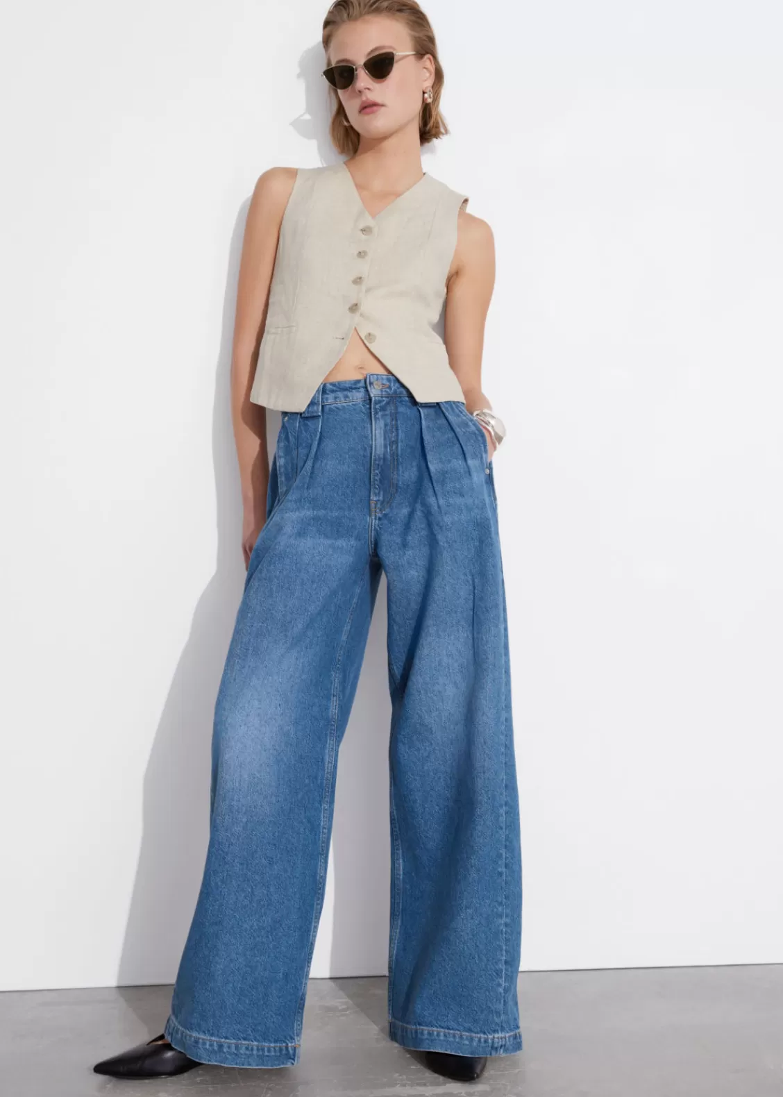 & Other Stories Jeans | Relaxed Wide Jeans Bright Blue