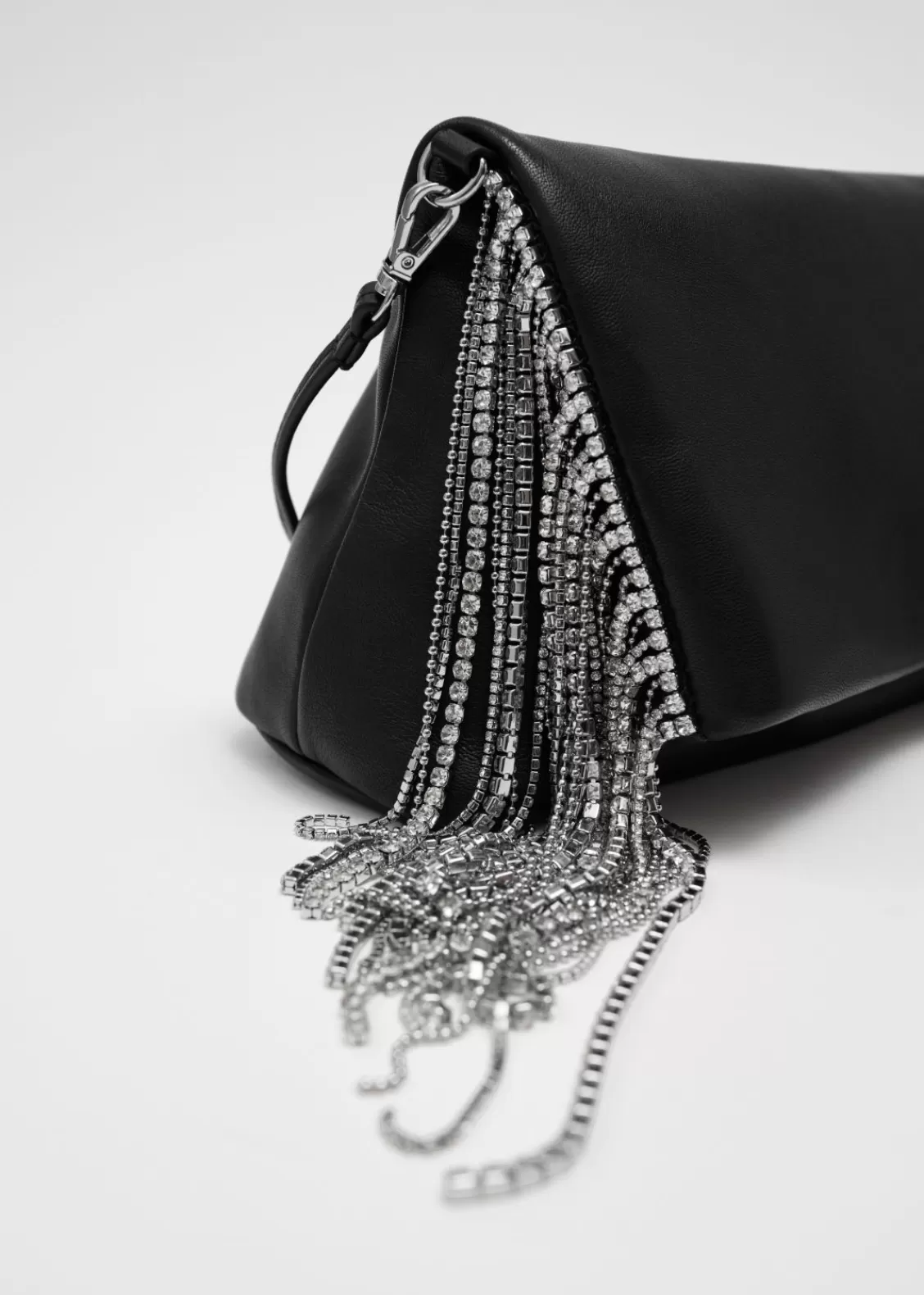 & Other Stories Shoulder Bags | Rhinestone Fringed Leather Clutch Black