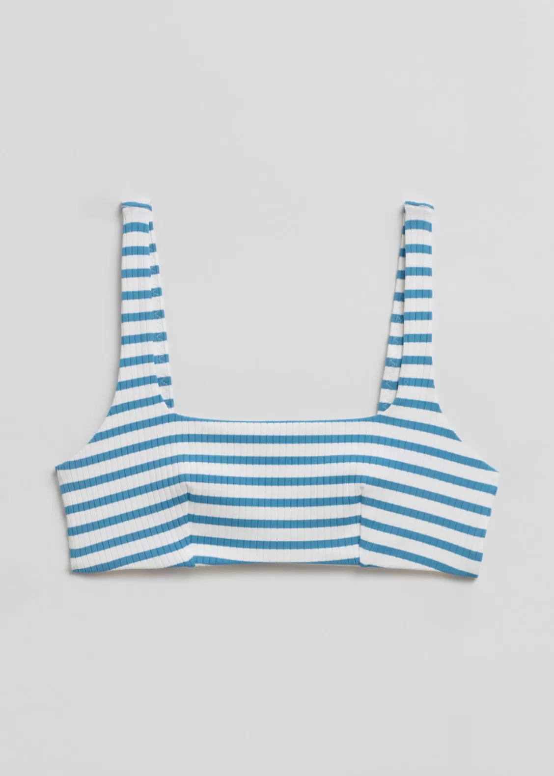 & Other Stories Swimwear | Ribbed Bandeau Bikini Top Dusty blue/Egret