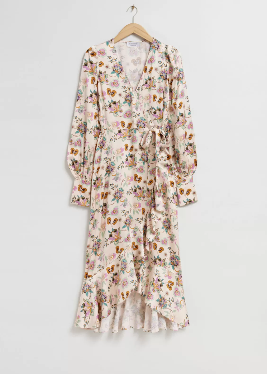 & Other Stories Dresses | Ruffled Wrap Dress Beige Floral Print