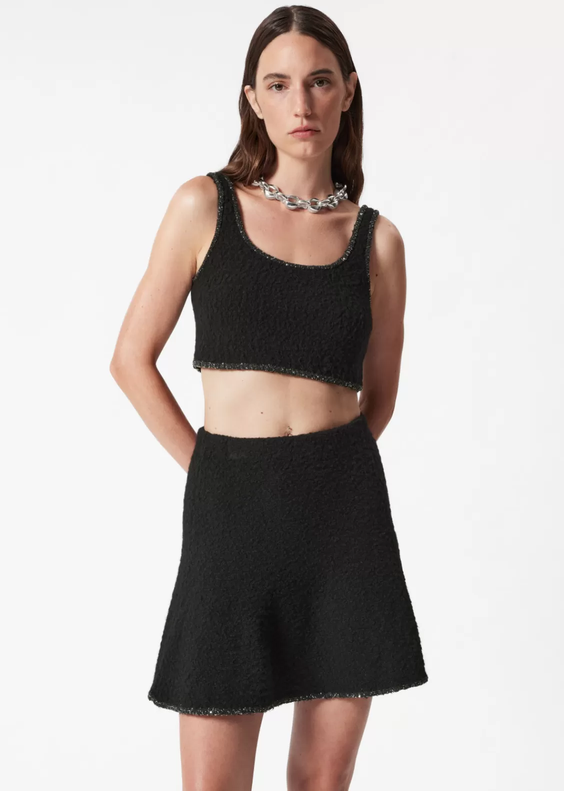 & Other Stories Sets & Suits | Tops | Sequin-Trimmed Bouclé Bralette Top Black