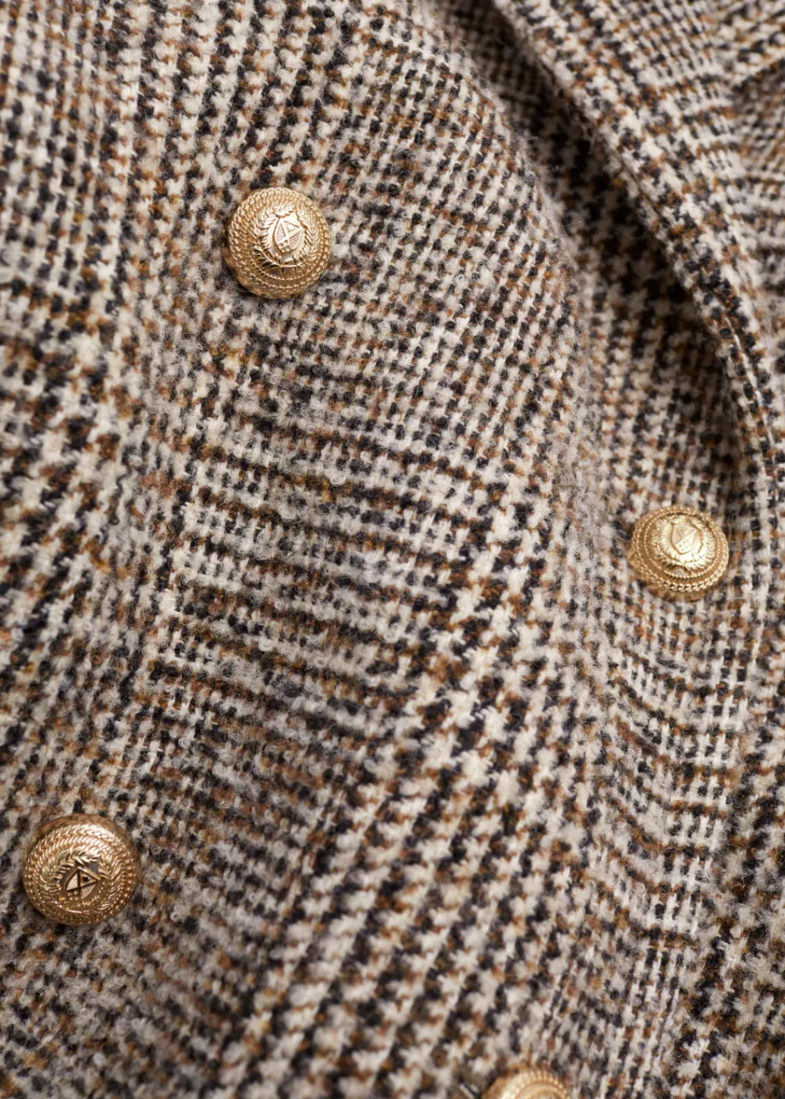 & Other Stories Outerwear | Short Oversized Peacoat Beige Tweed