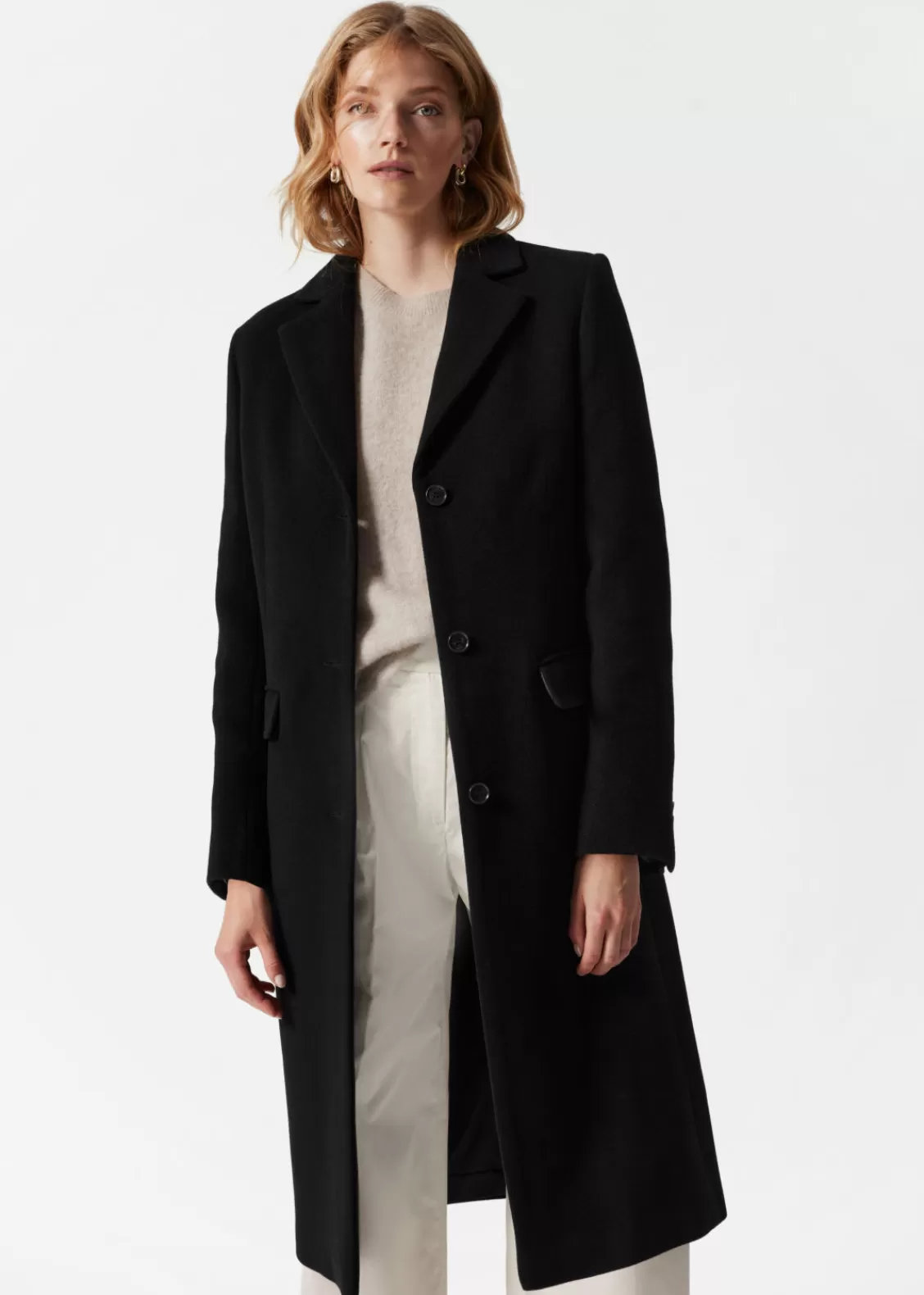 & Other Stories Outerwear | Single-Breasted Wool Coat Black