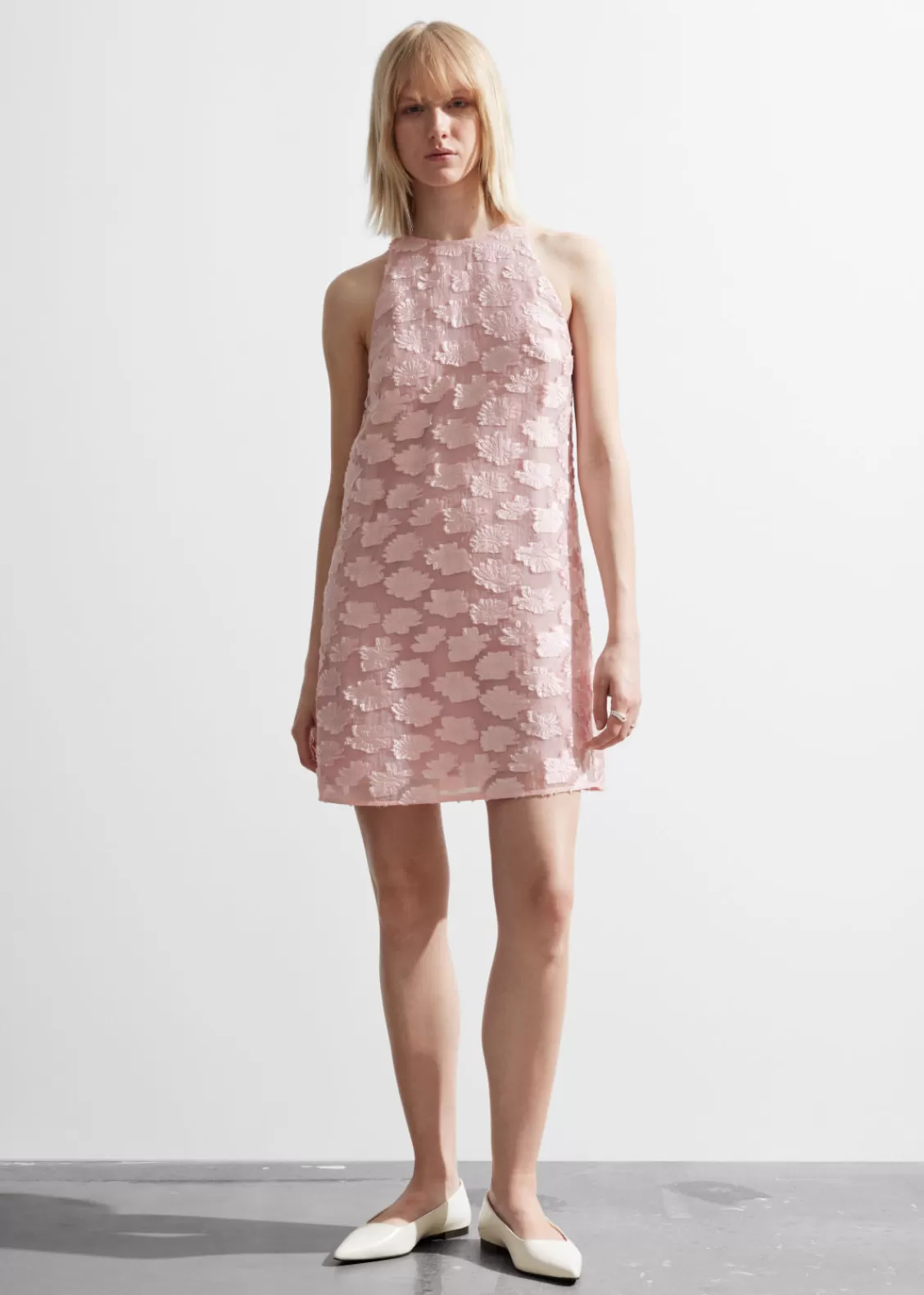 & Other Stories Dresses | Sleeveless Jacquard Mini Dress Pink