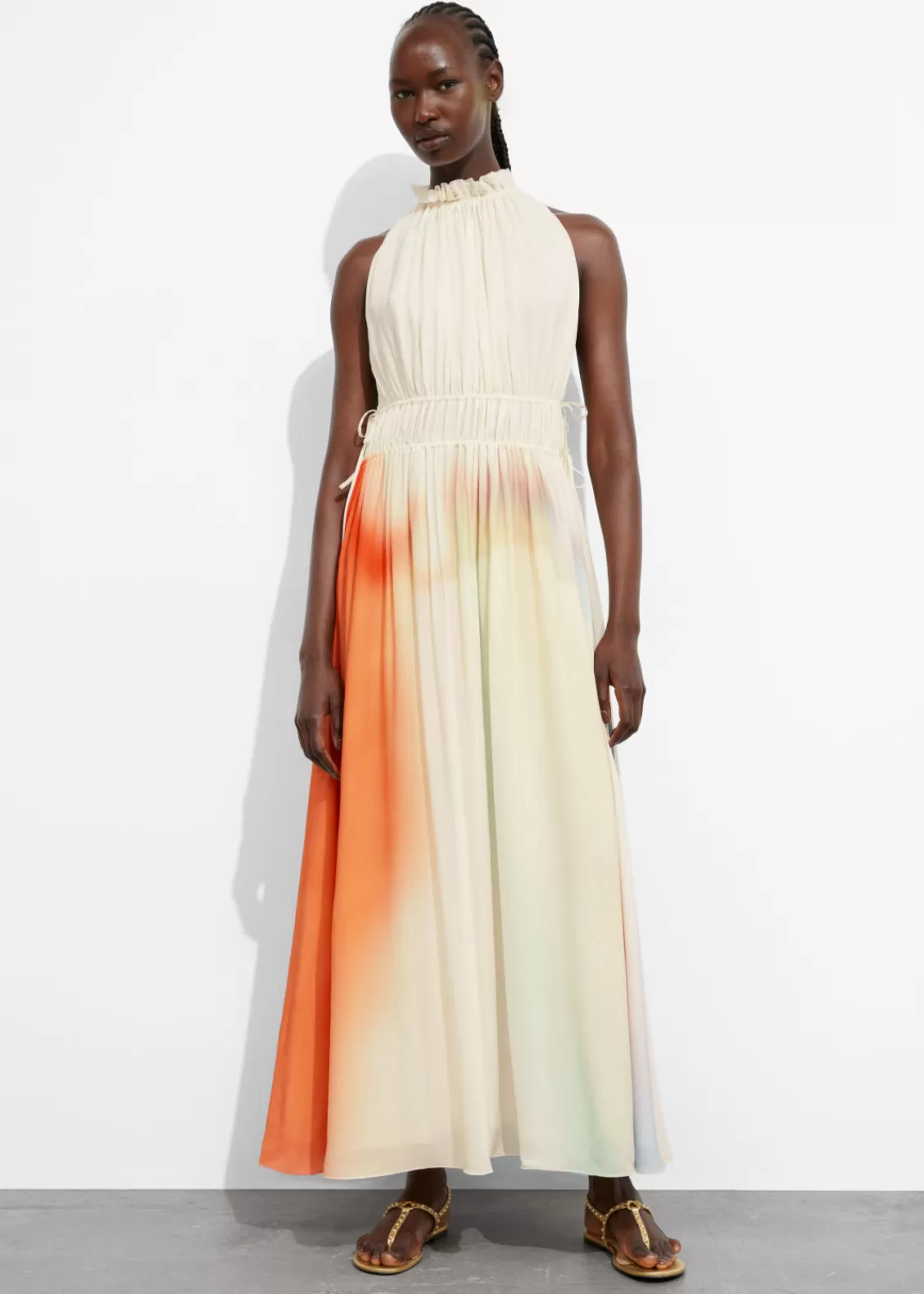 & Other Stories Dresses | Sleeveless Maxi Dress Cream/Orange/Lilac