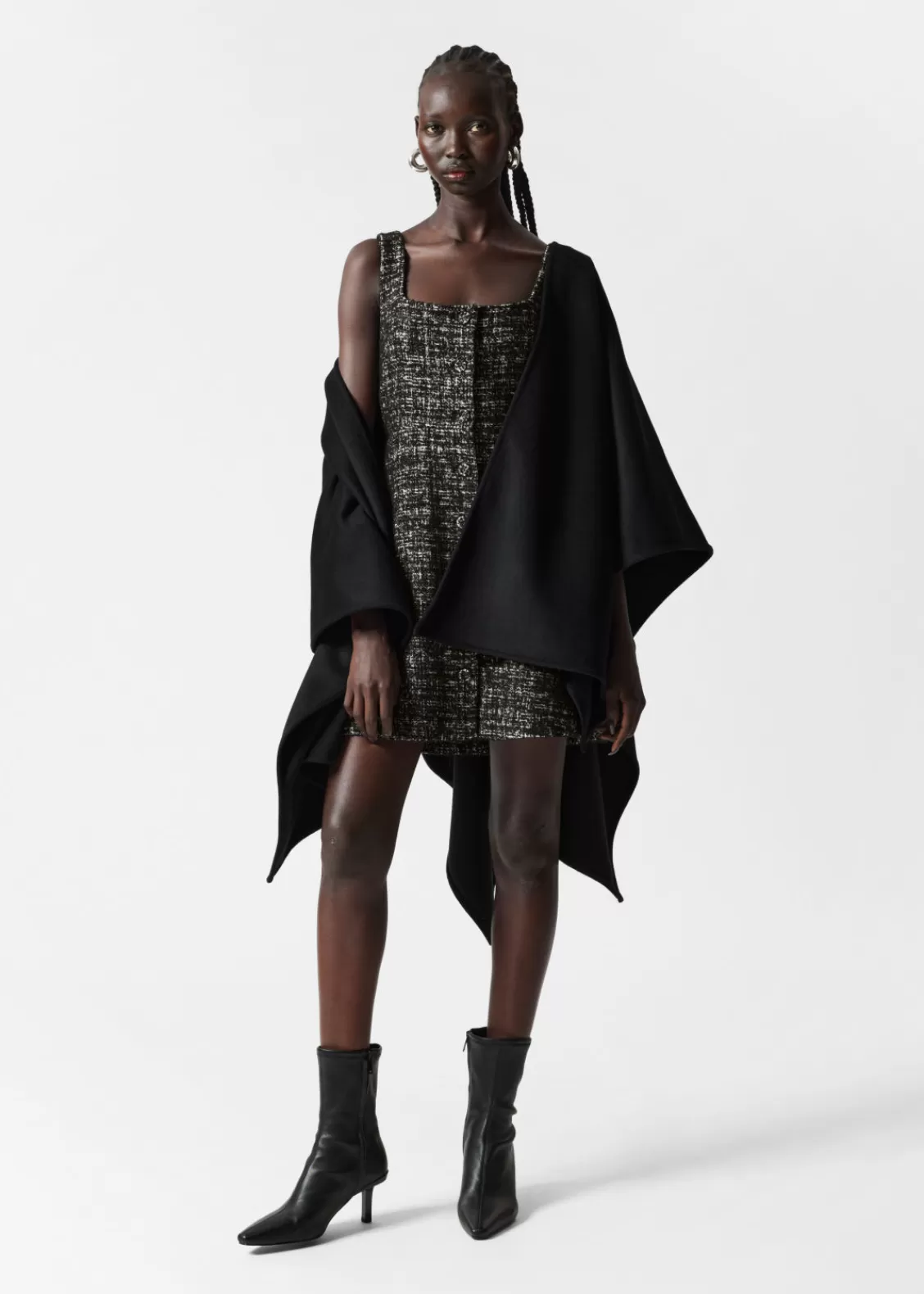 & Other Stories Dresses | Sleeveless Tweed Mini Dress Black Tweed