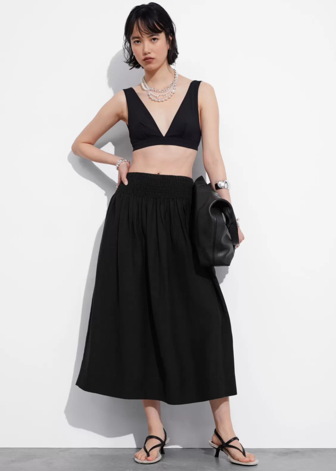 & Other Stories Skirts | Smock-Waist Midi Skirt