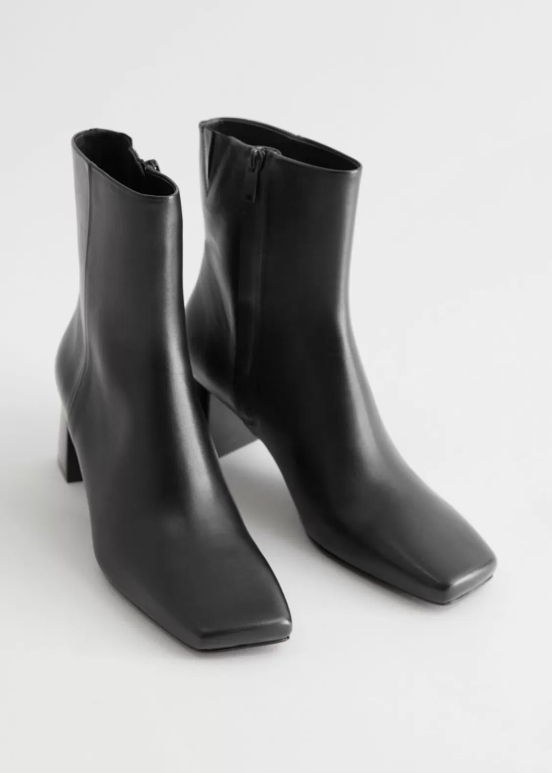 & Other Stories Boots | Squared Toe Leather Boots Black