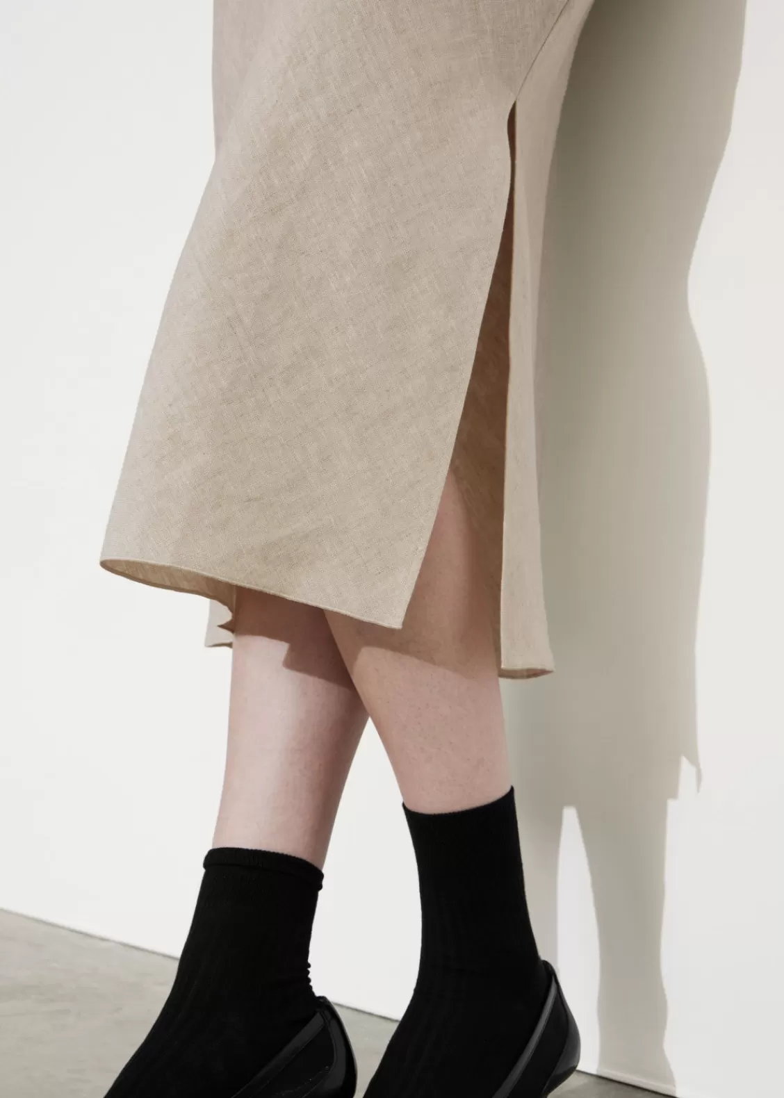 & Other Stories Skirts | Strap Detail Linen Midi Skirt Light Beige