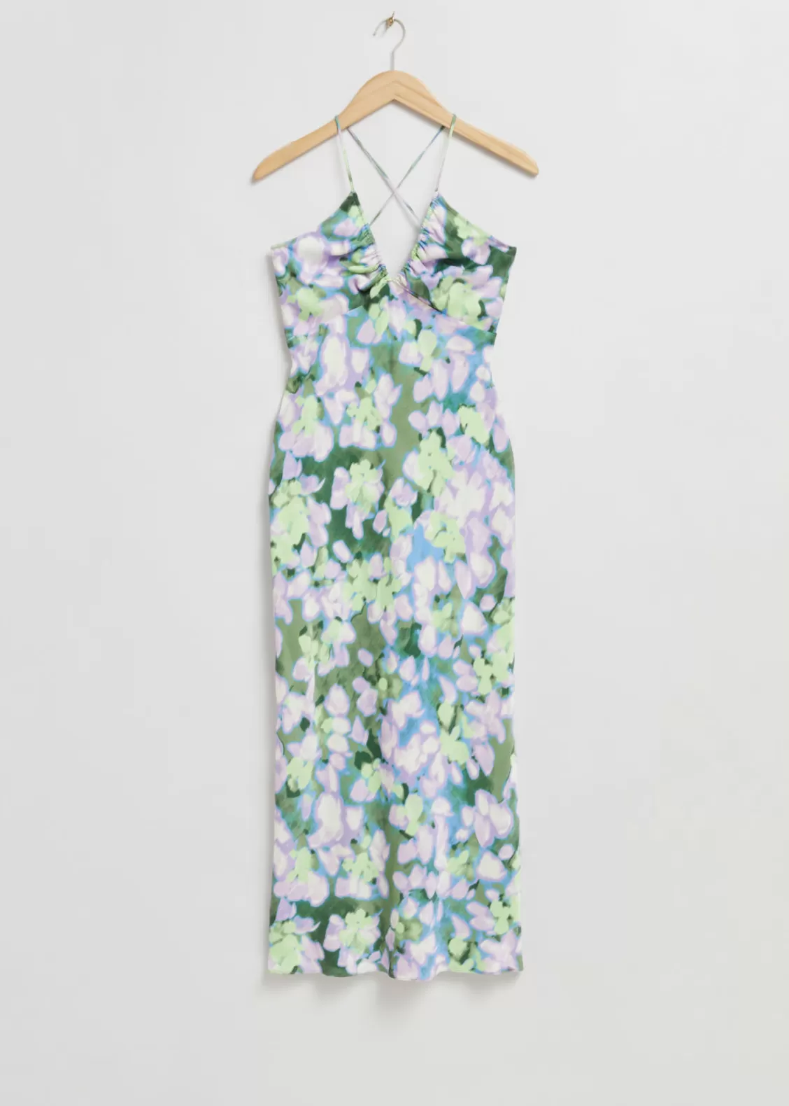 & Other Stories Dresses | Strappy Cut-Out Midi Dress Lilac Floral Print