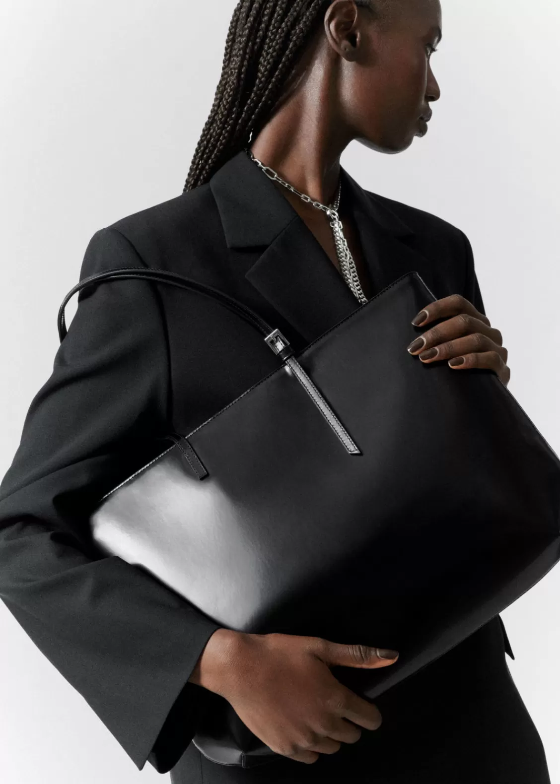 & Other Stories Totes | Structured Leather Tote Black