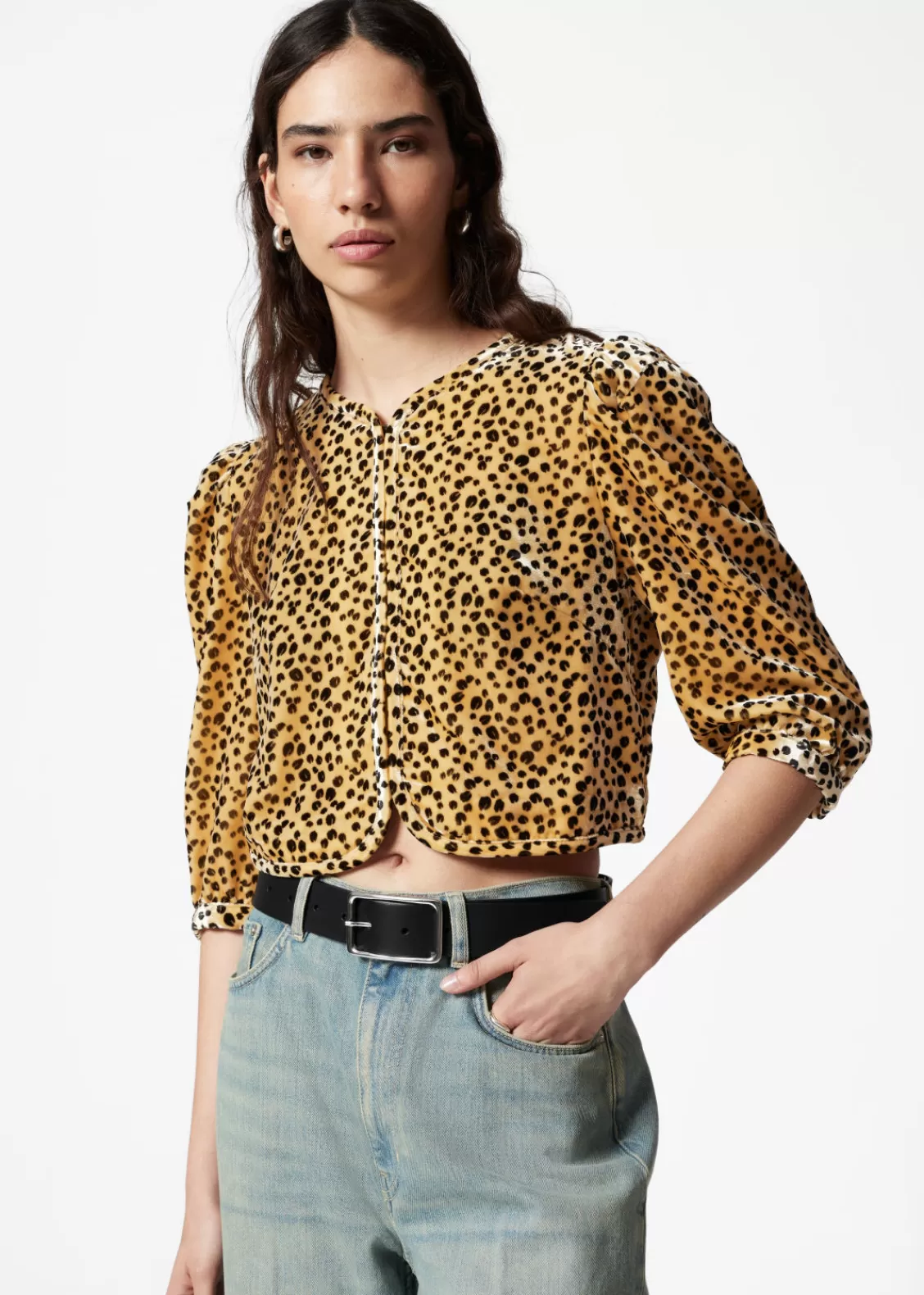 & Other Stories Blouses & Shirts | Velvet Cropped Blouse Animal Print