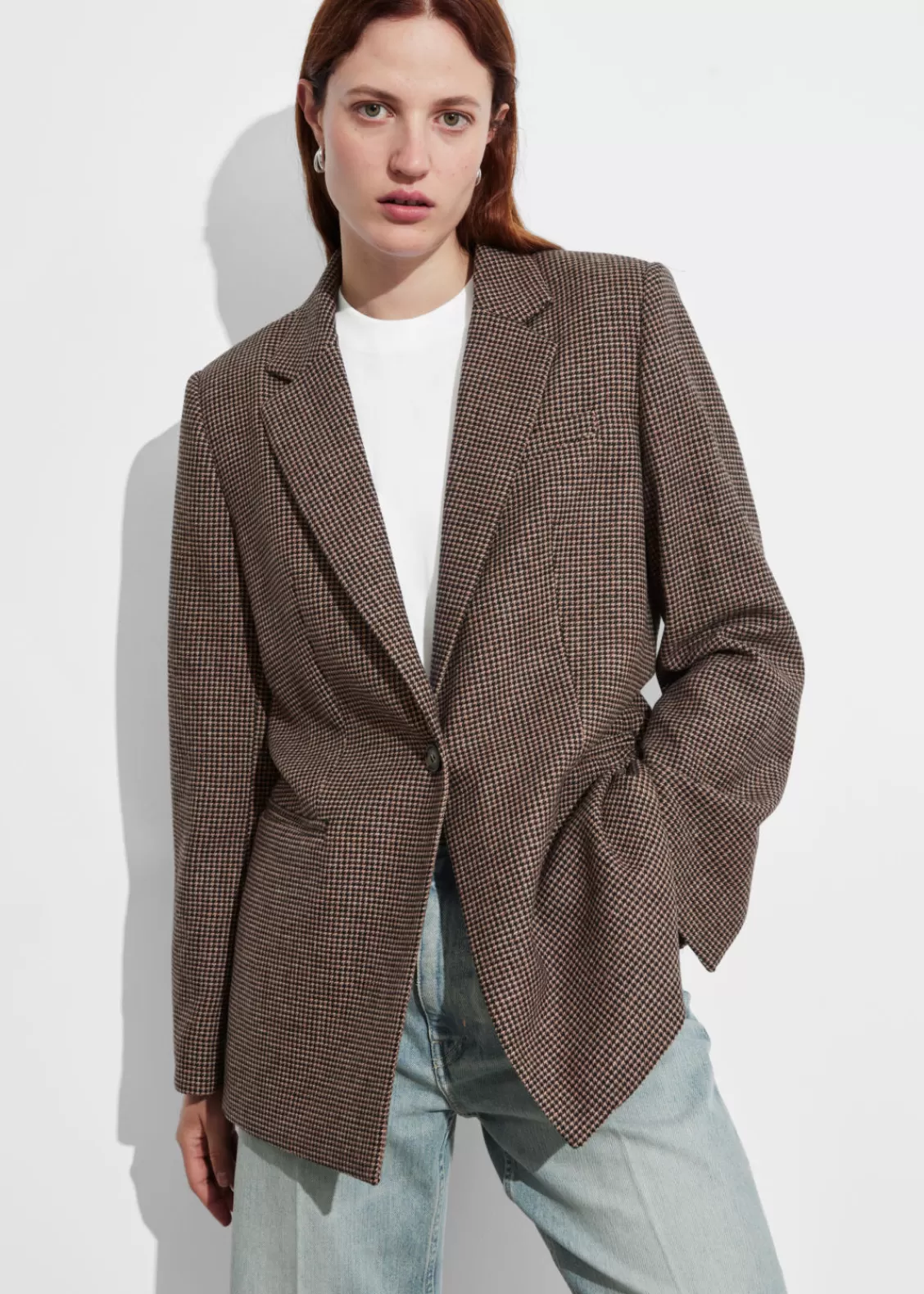 & Other Stories Blazers & Vests | Wool-Blend Blazer Brown Houndstooth